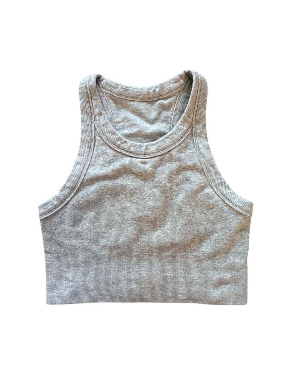 ALO Yoga Seamless Delight High Neck Bra in Athletic Heather Grey